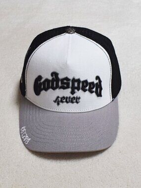 Godspeed 'Never' Embroidered Trucker Hat - Black White Gray